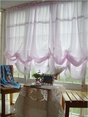 Victorian Pink with lace Adjustable Balloon Curtain