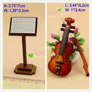 1/12 scale Dollhouse Miniatures Accessoies Wood Music Stand and Violin